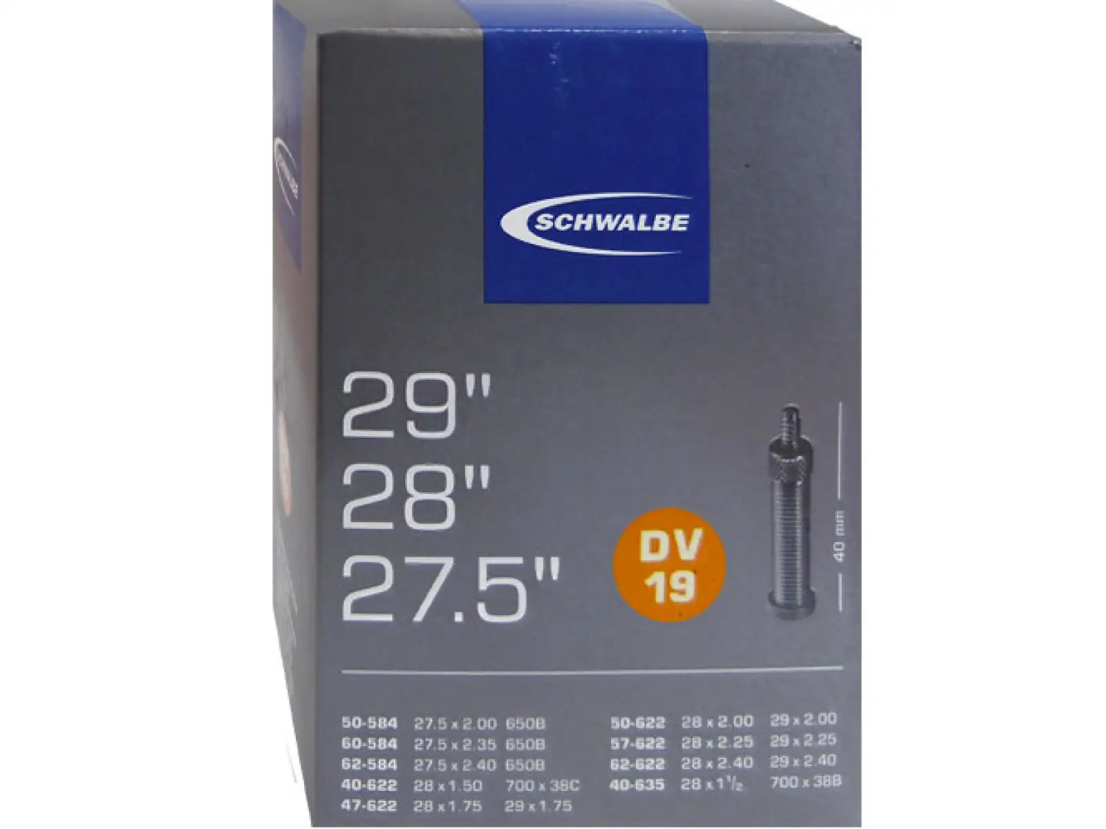 Schwalbe duša MTB 27,5/28/29" 40-62/622 (DV.19) dunlop ventil 40 mm