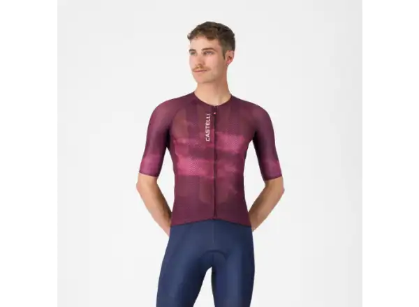 Castelli Climber's A/C pánsky dres krátky rukáv Deep Bordeaux/White