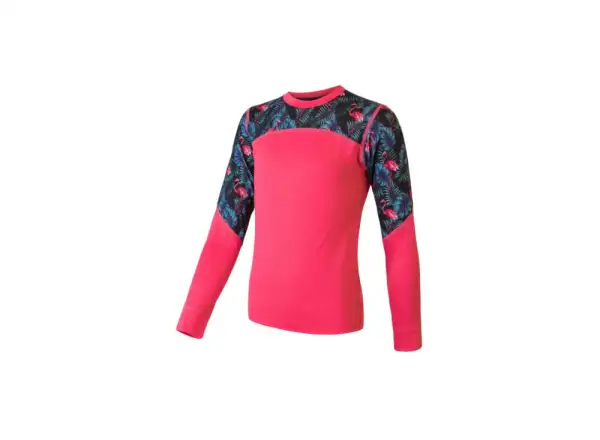 Sensor Merino Impress Set detské tričko dlhý rukáv + nohavice Magenta/Floral