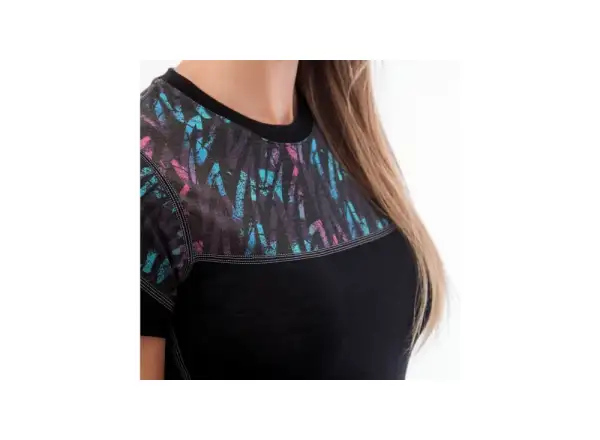 Sensor Merino Impress dámske tričko krátky rukáv čierna/Stripes