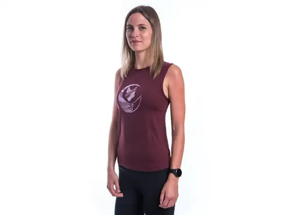 Sensor Merino Air Fox dámske tričko bez rukávov Port Red