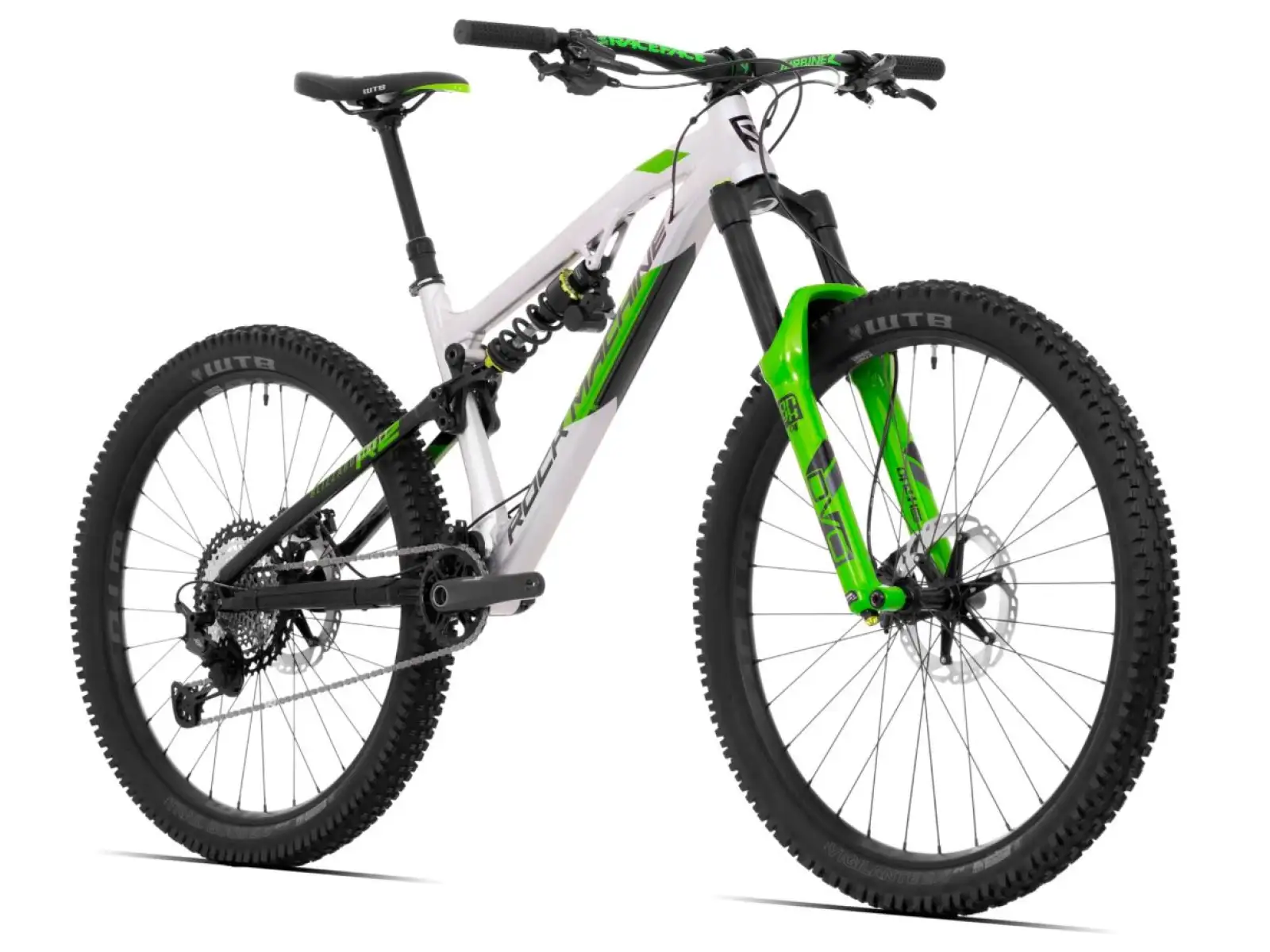 Rock Machine Blizzard 90-297 RZ strieborný/zelený celoodpružený horský bicykel