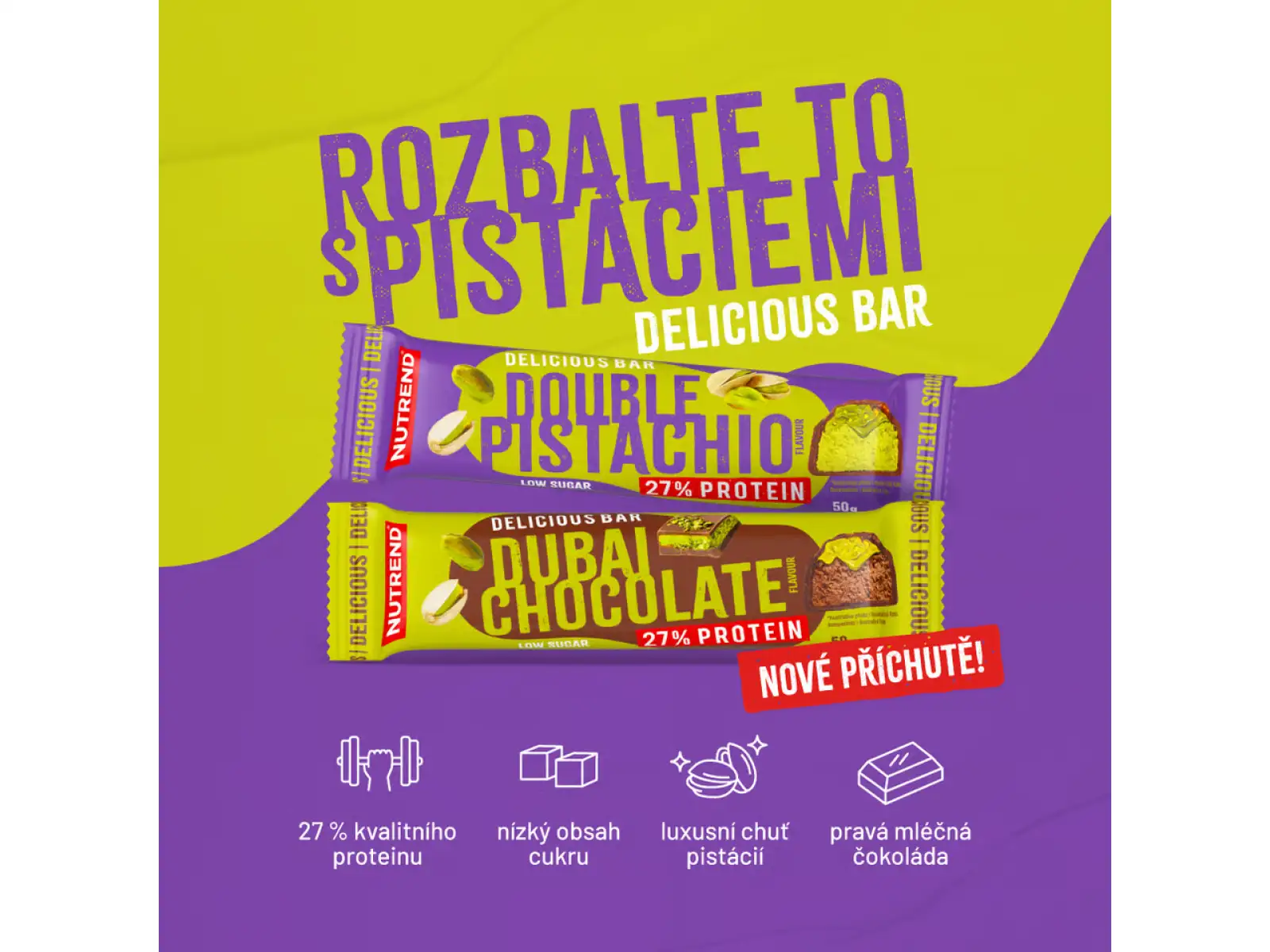 Nutrend Delicious Bar tyčinka 50 g dubajská čokoláda