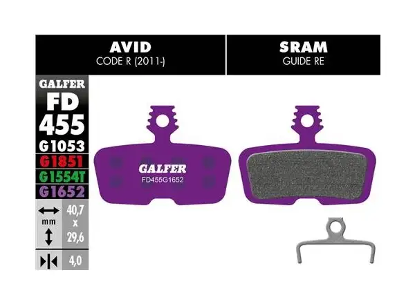 Galfer FD455 E-bike G1652 brzdové destičky pro Avid/Sram