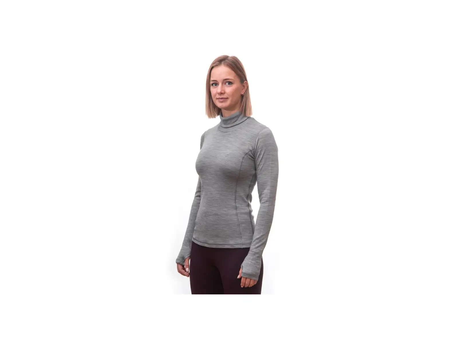 Sensor Merino Bold Roll Neck dámske tričko dlhý rukáv Cool Gray