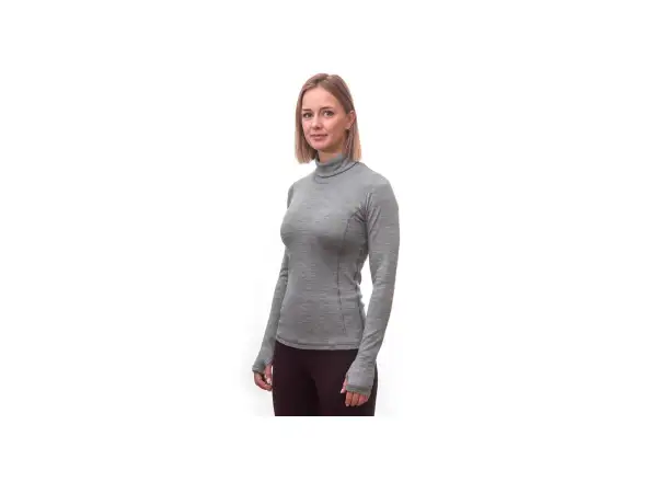 Sensor Merino Bold Roll Neck dámske tričko dlhý rukáv Cool Gray