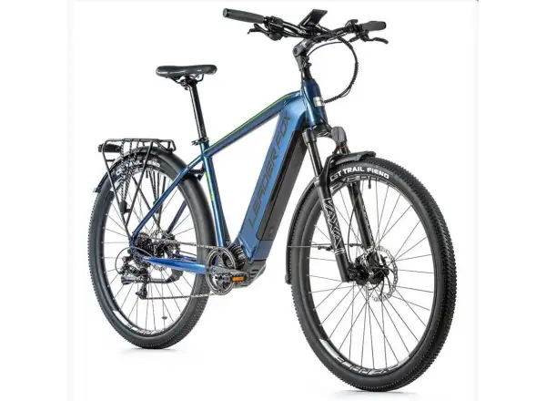 Modrý pánsky elektrický crossový bicykel Leader Fox Bend 2021