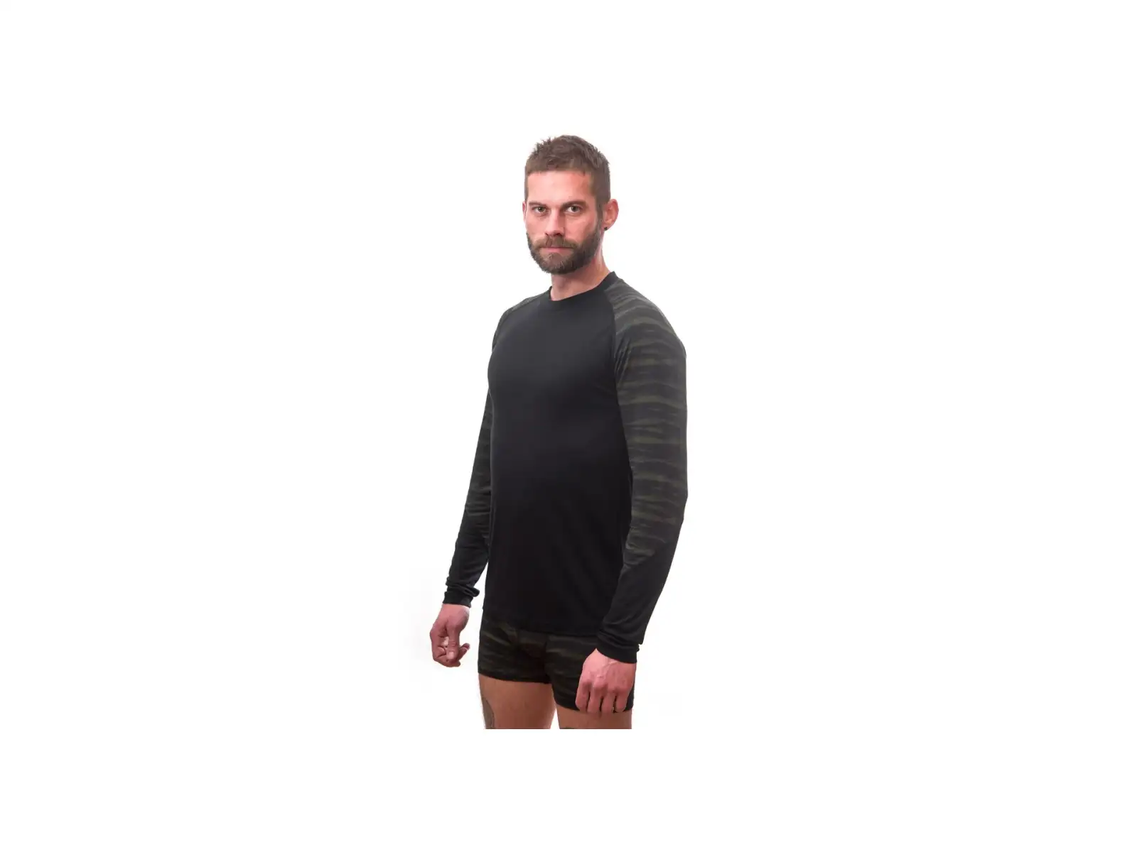 Sensor Merino Impress pánske tričko dlhý rukáv čierna/Batik