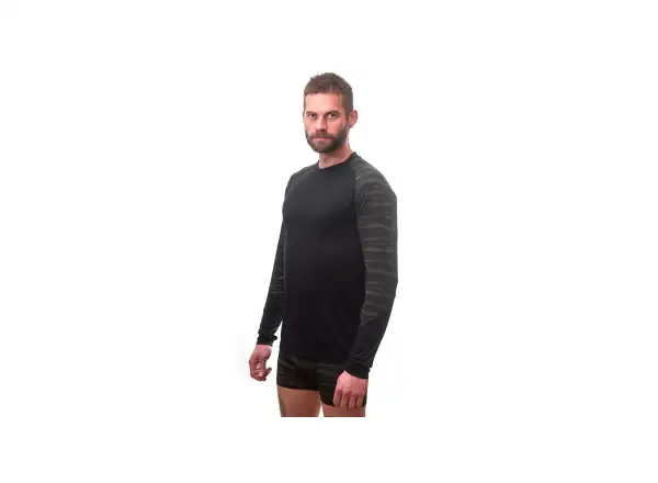 Sensor Merino Impress pánske tričko dlhý rukáv čierna/Batik