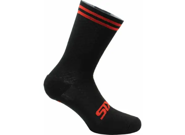 SIXS Merino ponožky čierna/červená