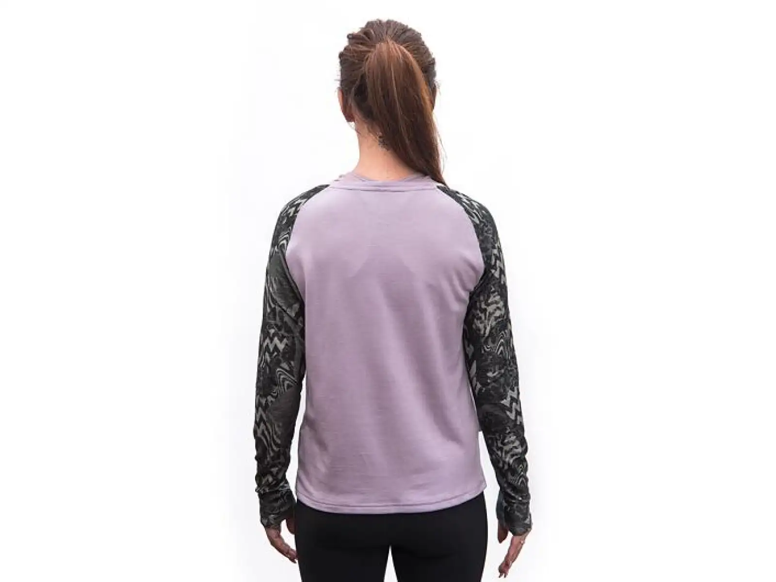 Sensor Merino Blend Impress dámske tričko dlhý rukáv Mystic Violet/Zebra