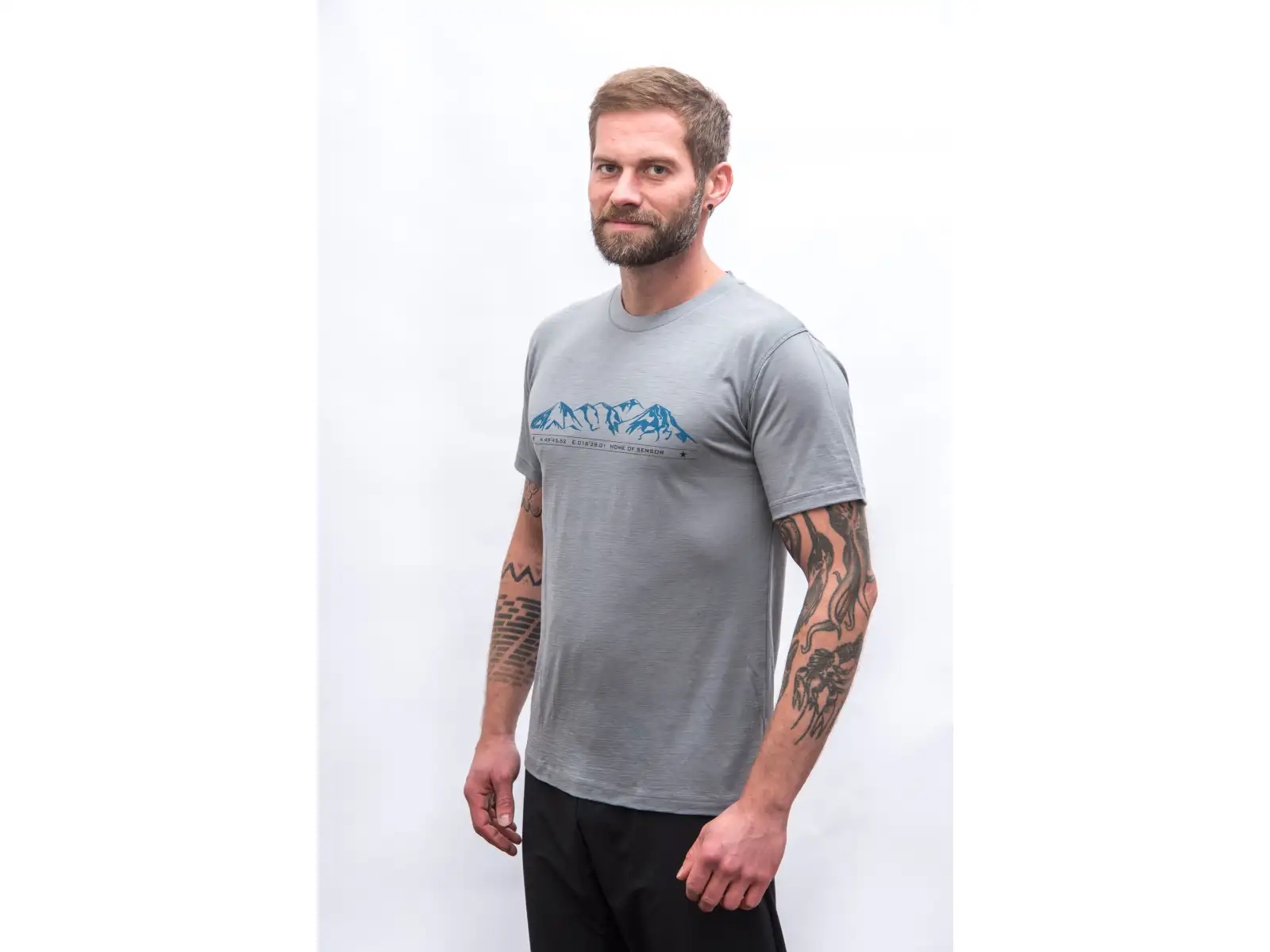 Sensor Merino Active Mountains pánske tričko krátky rukáv šedá