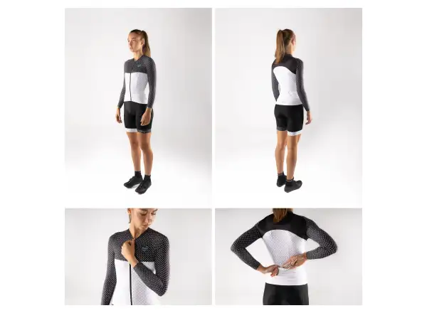 Force Points dámsky dres s dlhým rukávom black/white/turquoise