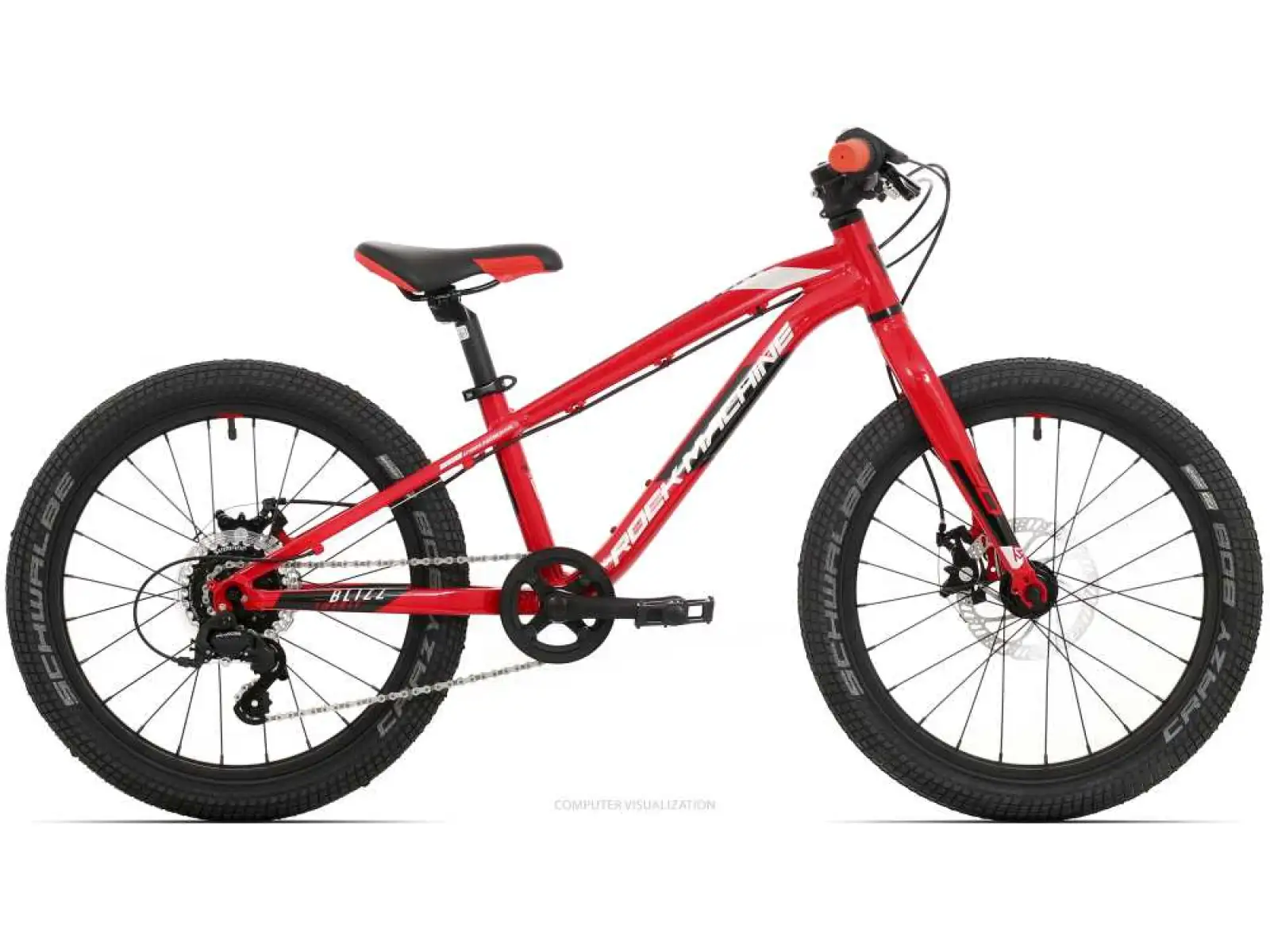 Rock Machine Blizz 20 MD detský bicykel Gloss červená/biela/čierna