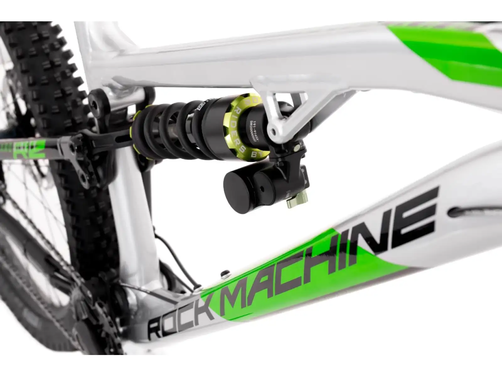 Rock Machine Blizzard 90-297 RZ strieborný/zelený celoodpružený horský bicykel