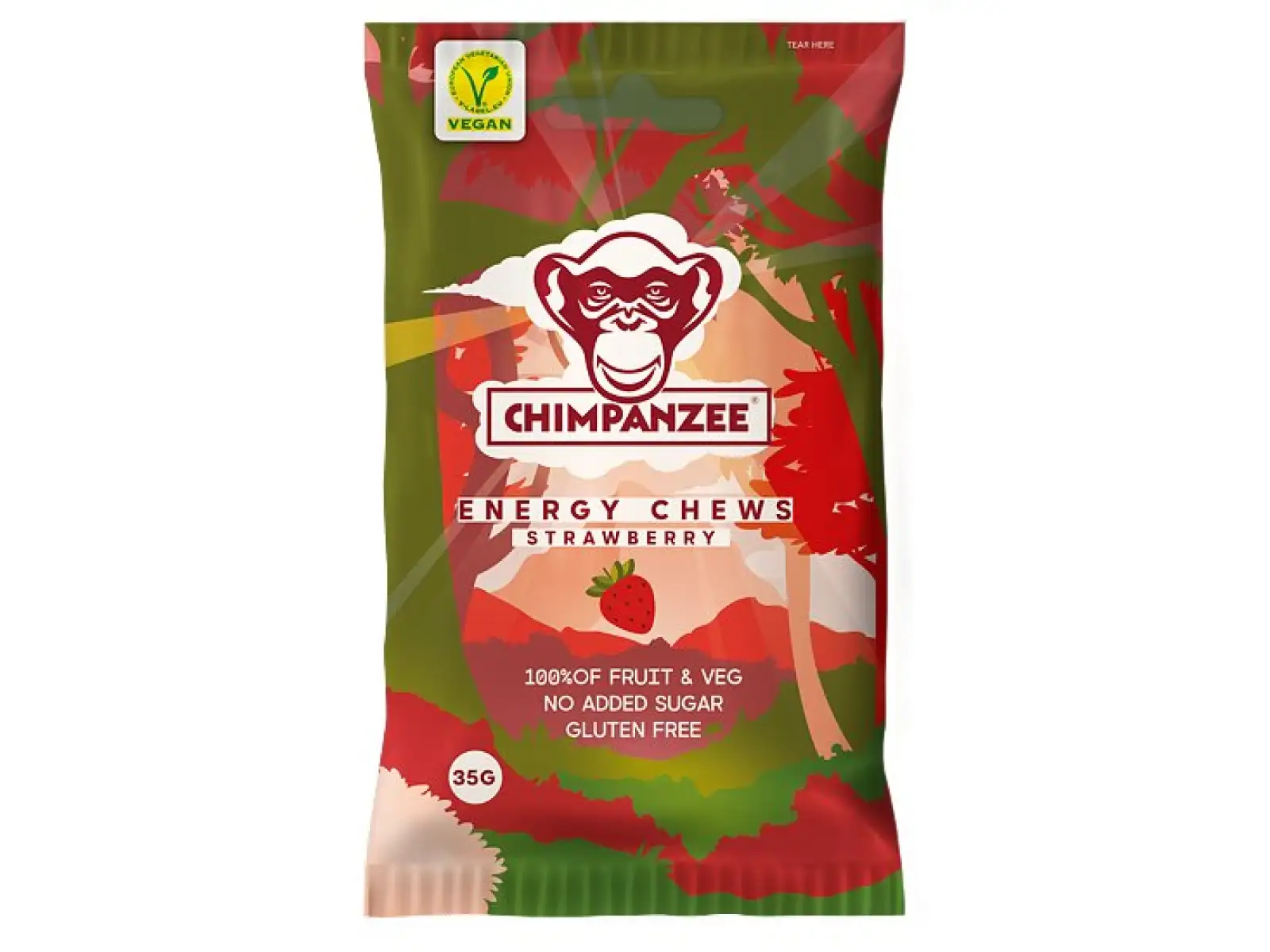Chimpanzee Energy Chews gumové cukríky Strawberry 35 g
