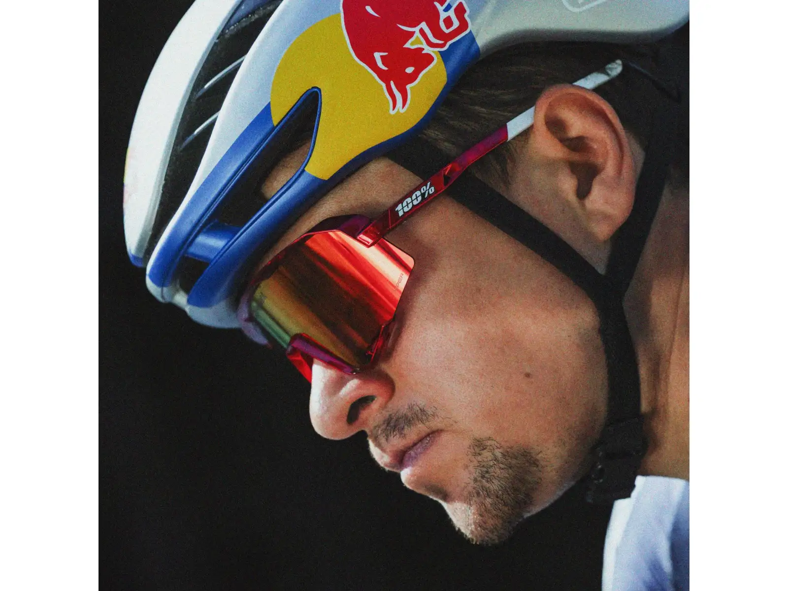 100% Slendale Pidcock Le cyklistické okuliare Gloss Red Holographic HiPER Red Mirror Lens
