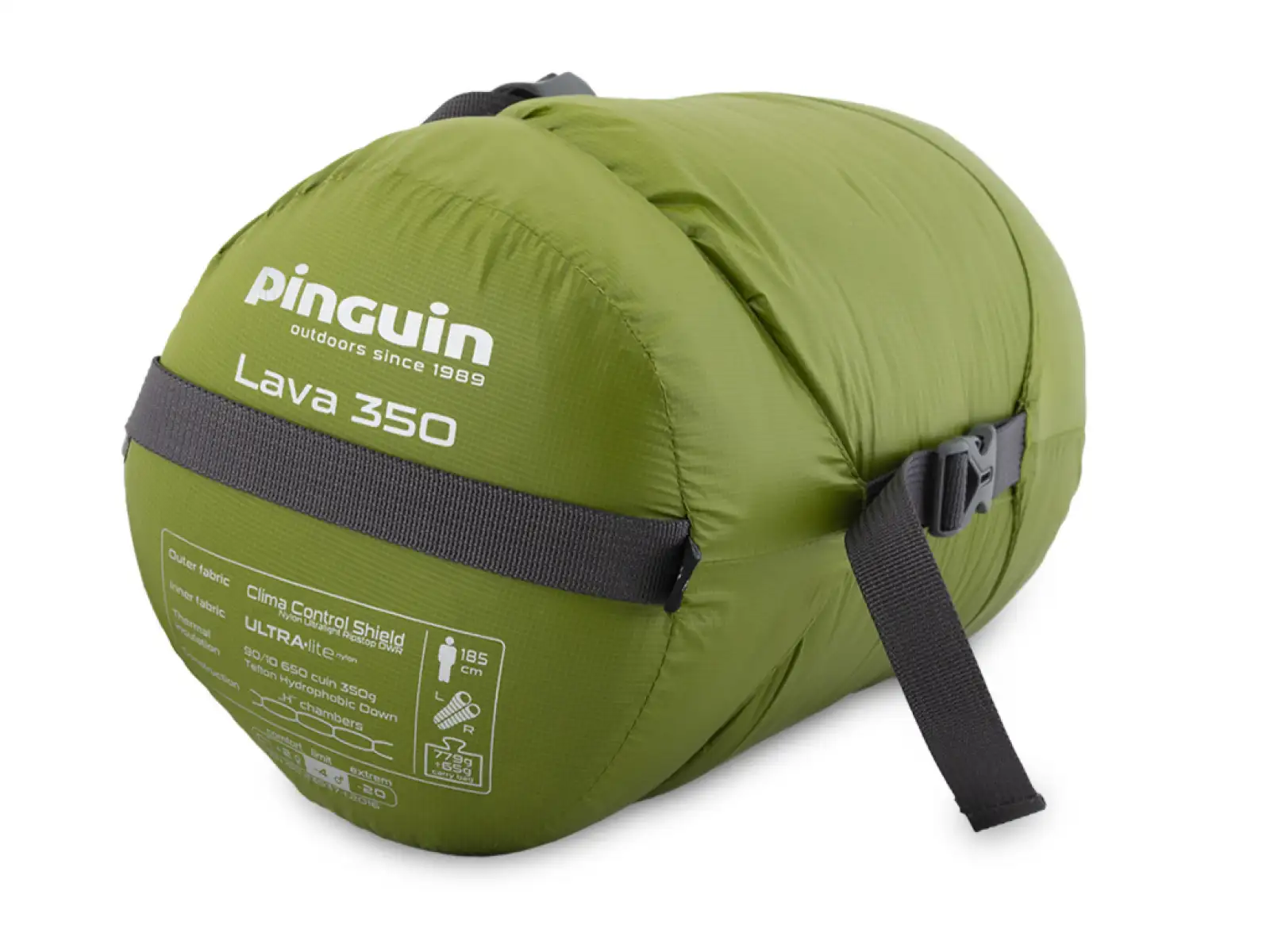 Pinguin Lava 350 spací vak 195 cm zelená ľavá