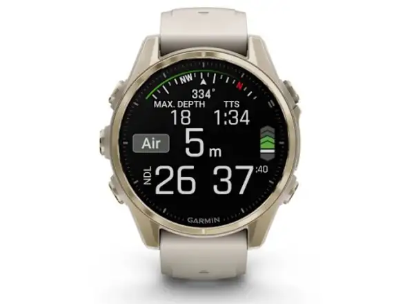 Garmin fenix 8 - 43 mm AMOLED Sapphire inteligentné hodinky Soft Gold Fog grey