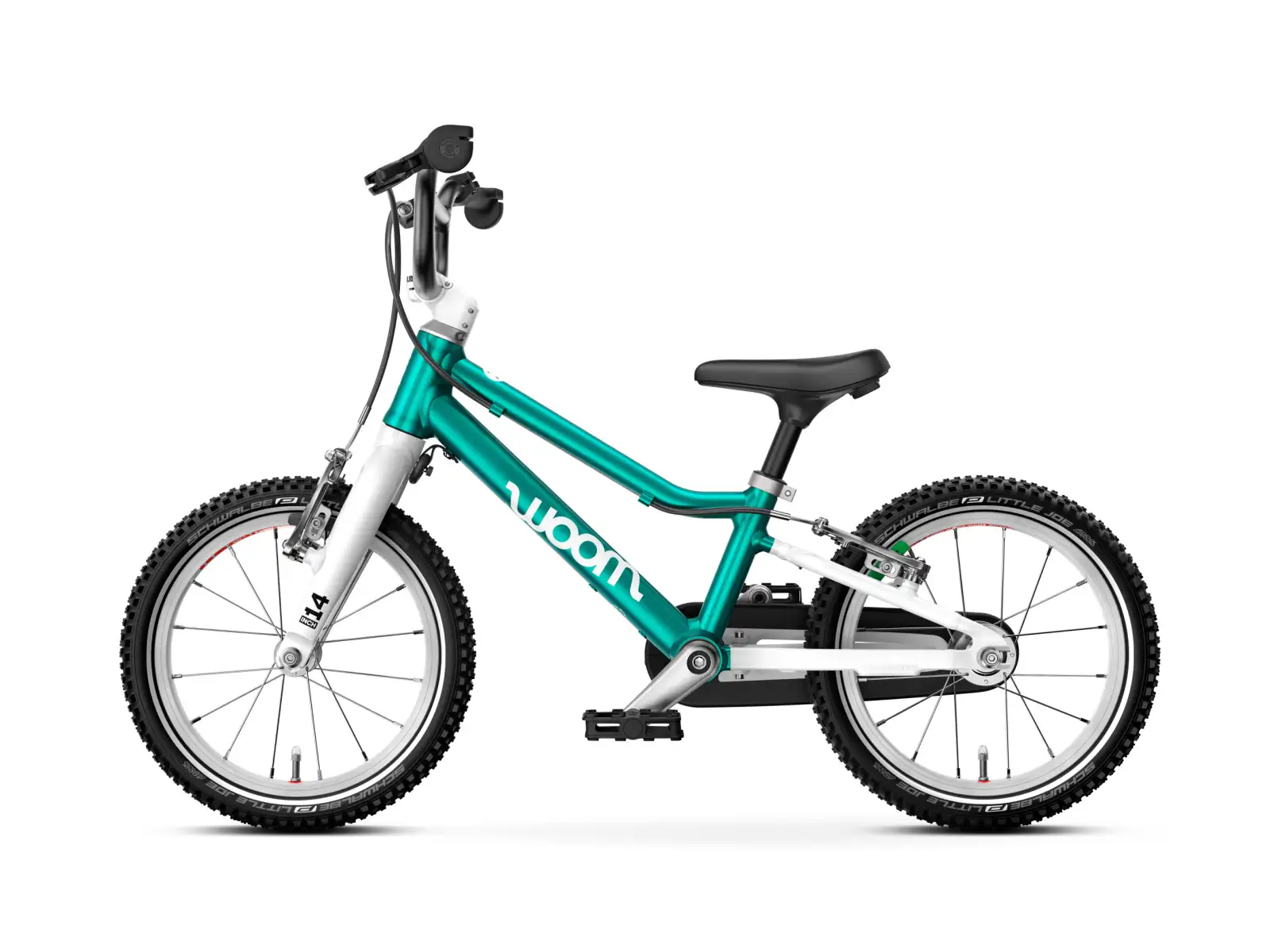 Woom GO 2 Metallic Turquoise 14 detský bicykel