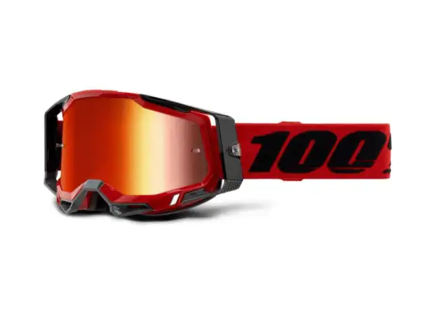 100% Racecraft 2 Zjazdové okuliare Red/Mirror Red Lens