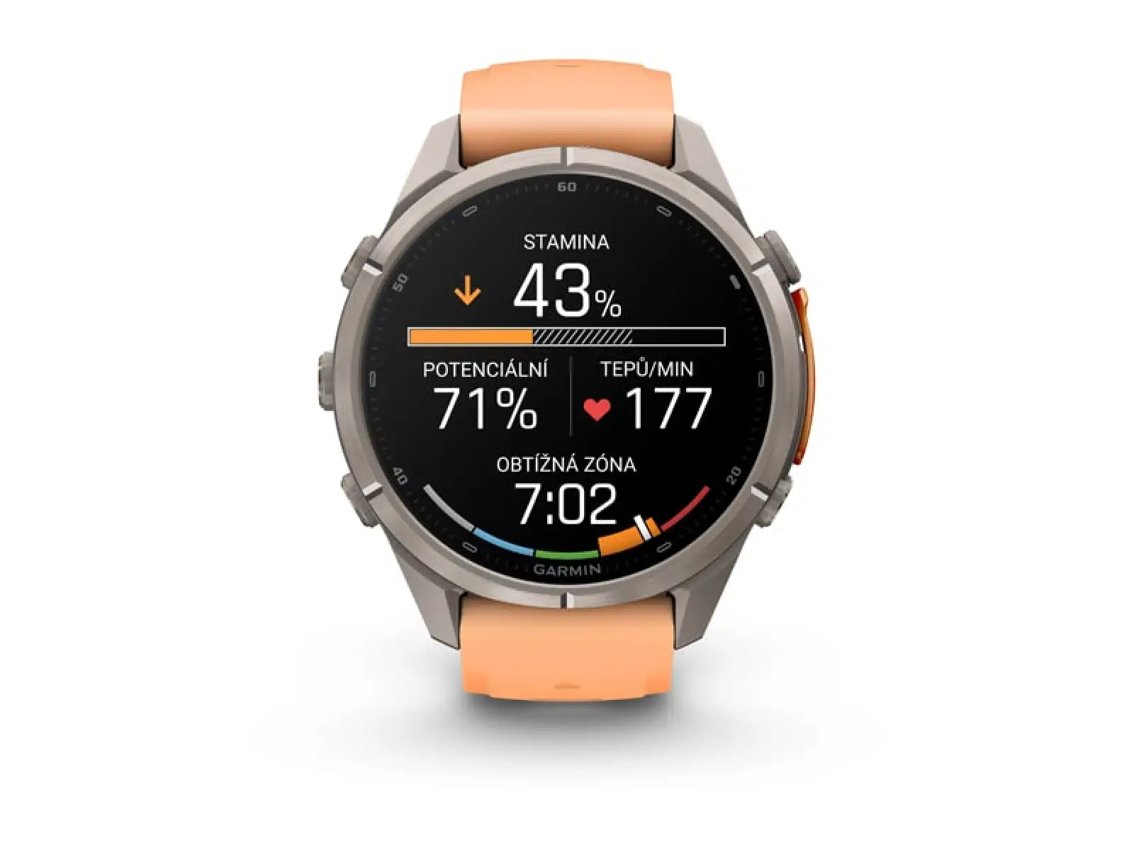 Garmin fenix 9 Pro – inReach 43 mm smart hodinky Titanium Shell pink/autumn orange silicone band