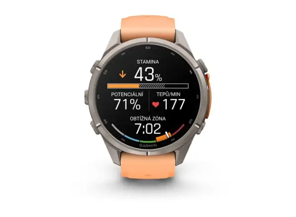 Garmin fenix 9 Pro – inReach 43 mm smart hodinky Titanium Shell pink/autumn orange silicone band