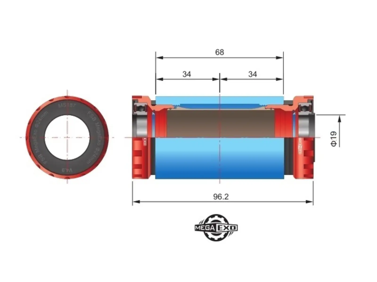 FSA MegaExo BB-1000 MTB stredové zloženie misky 19 mm