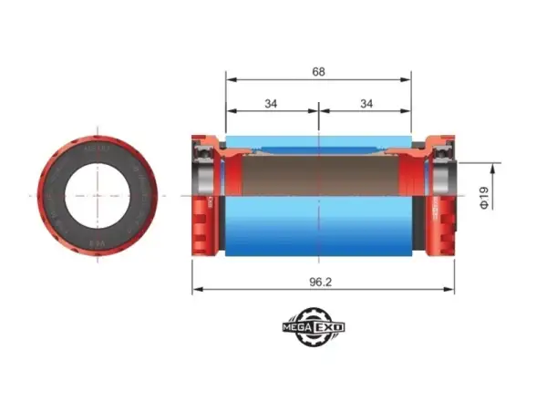 FSA MegaExo BB-1000 MTB stredové zloženie misky 19 mm