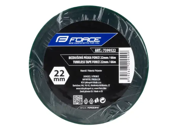 Force Tubeless páska bezdušová 22 mm x 66 m zelená