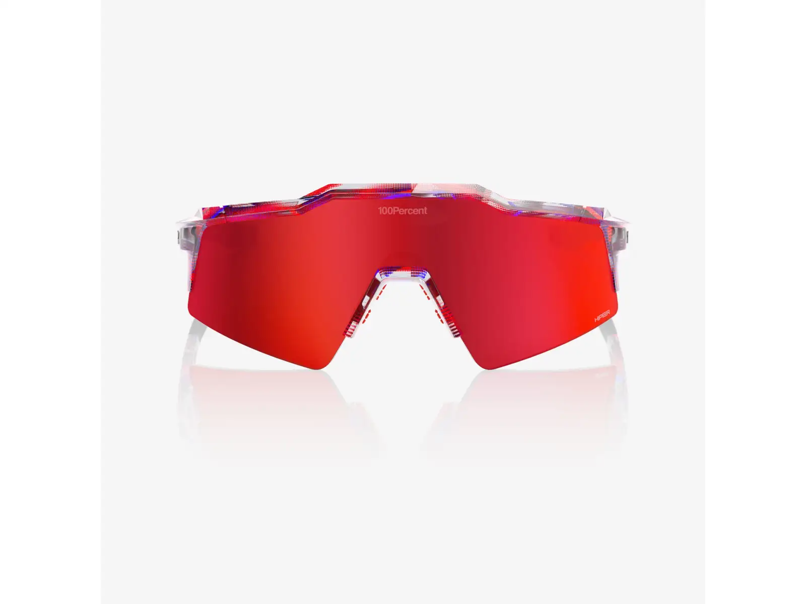 100% Speedcraft SL okuliare FDJ Gloss Translucent Red/Blue/HiPER Fire Red Mirror Lens