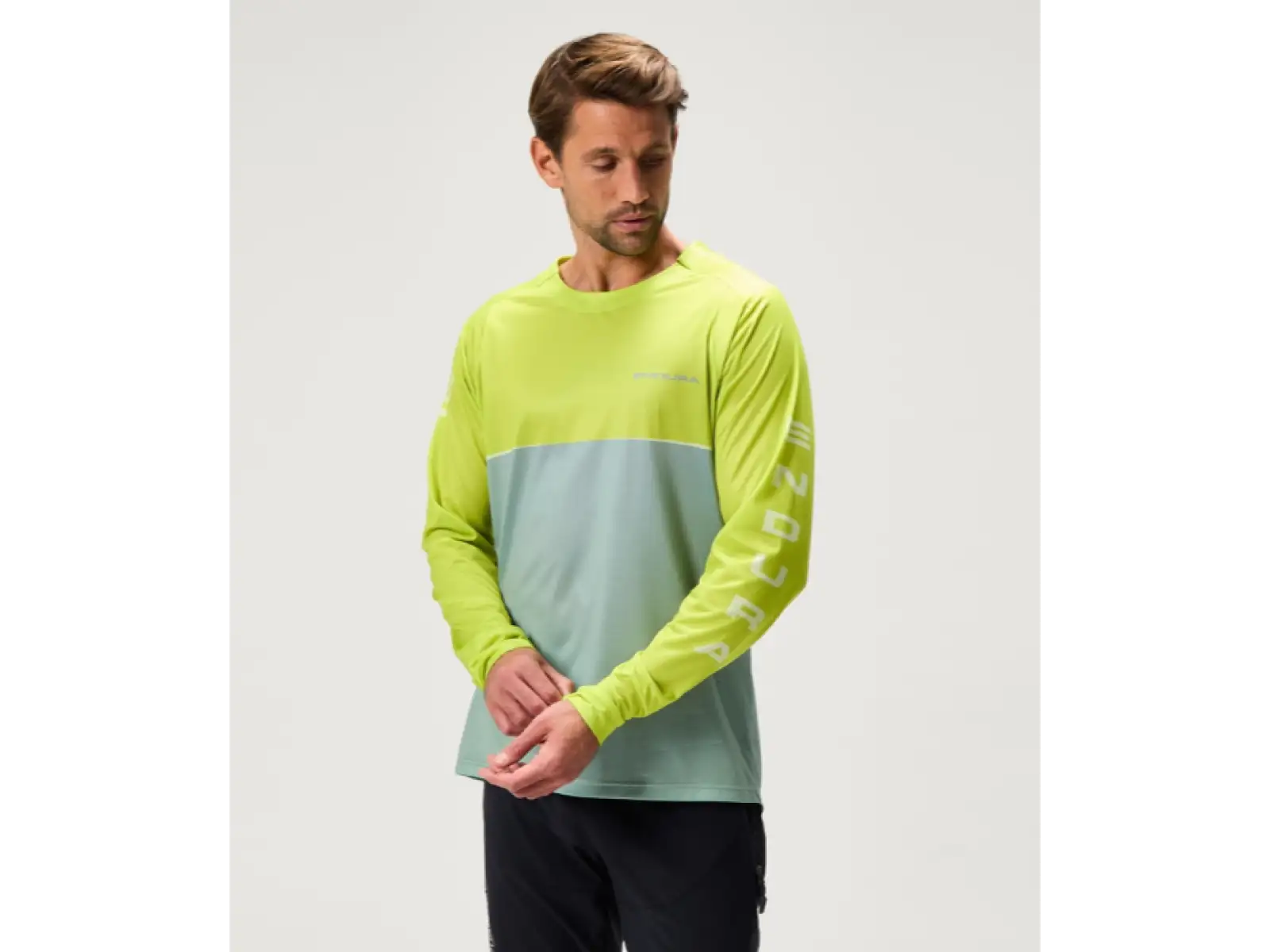 Endura Singletrack Core Printed Tee pánsky dres dlhý rukáv Lime Green