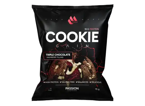Passion MPower Cookie Gain 75g Tri druhy čokolády malinová náplň
