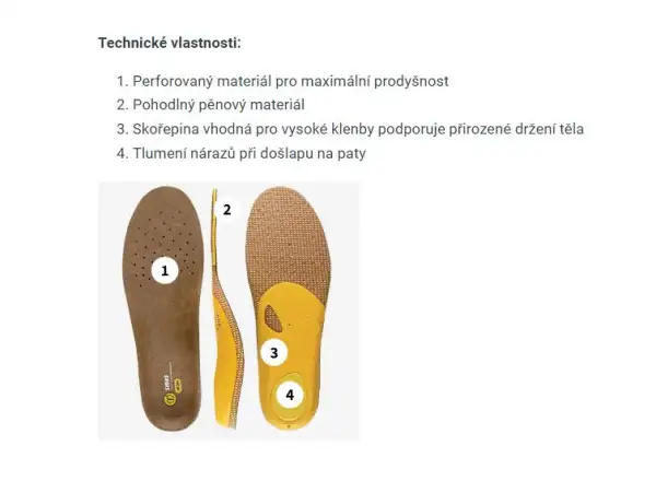 Sidas 3Feet Outdoor High vložky do topánok vysoká klenba 1 pár