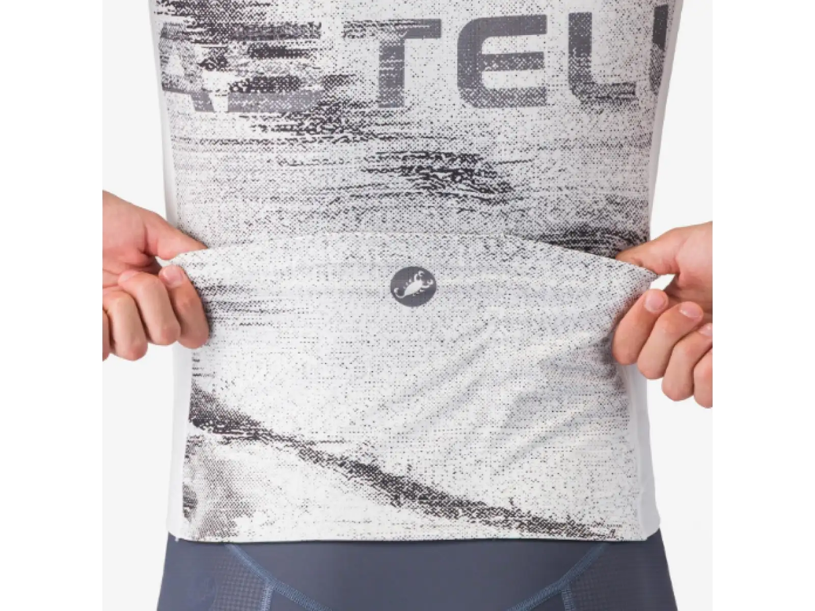 Castelli Stratus Logo pánsky dres krátky rukáv White/Smoky Gray