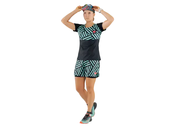 Dynafit Trail Graphic 2v1 Dámske šortky Marine Blue/Razzle Dazzle