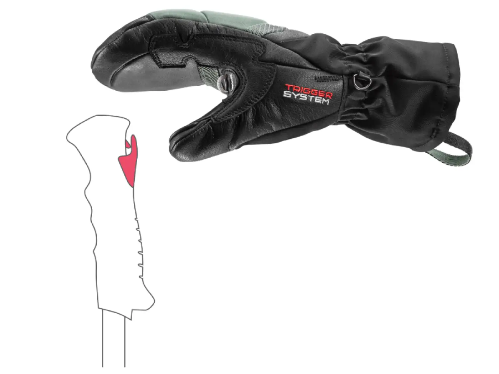 Leki Griffin Base 3D Women Mitt dámske palčiaky Black-Dusty Green