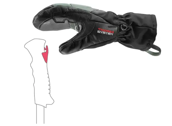 Leki Griffin Base 3D Women Mitt dámske palčiaky Black-Dusty Green