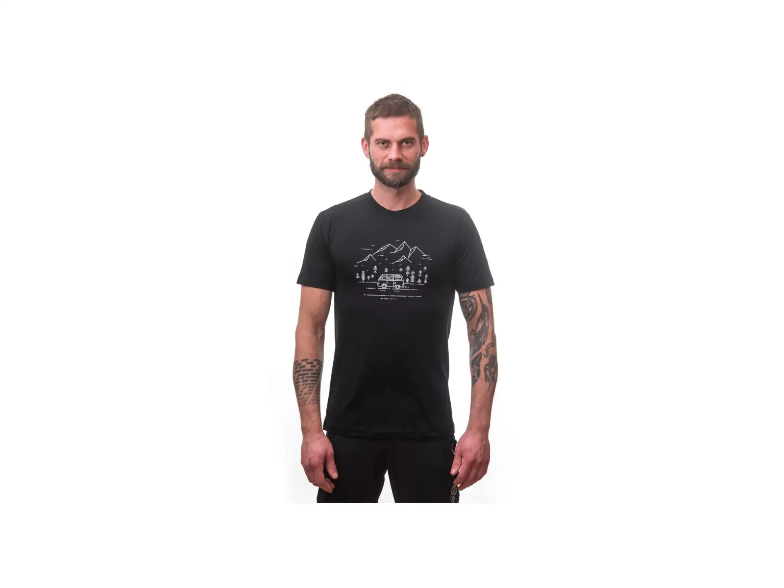 Sensor Merino Active PT Van Life pánske tričko krátky rukáv čierna