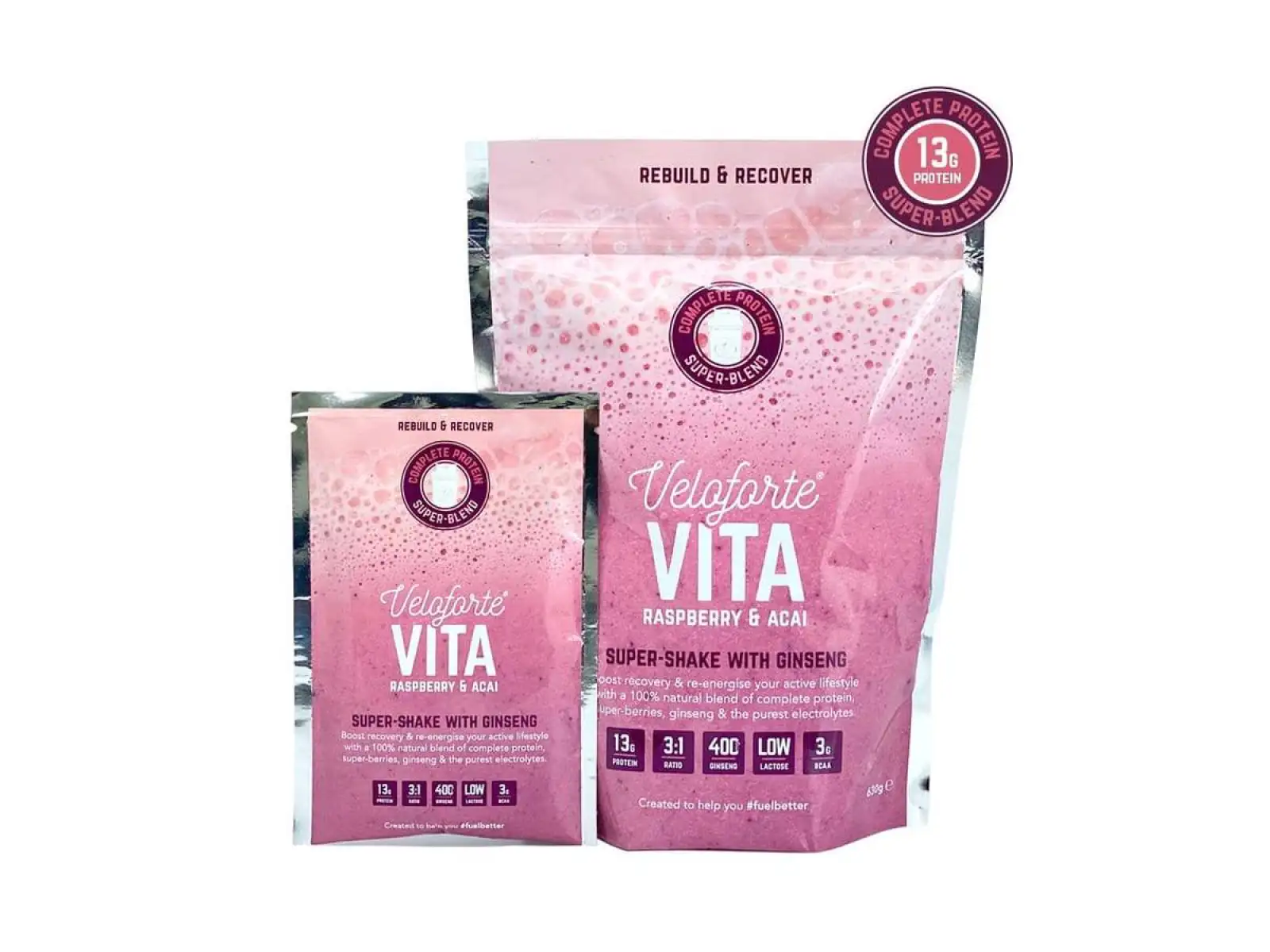Veloforte Vita Recovery Protein Shake 10 pack regeneračný nápoj Raspberry & Acai