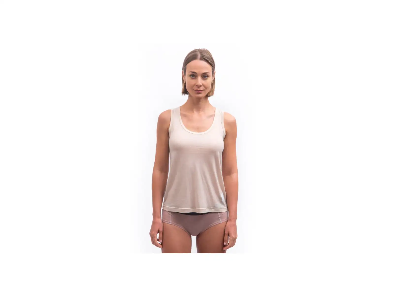 Sensor Merino Lite dámske tričko bez rukávov Mottled Beige