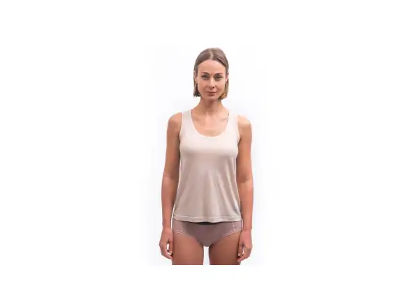 Sensor Merino Lite dámske tričko bez rukávov Mottled Beige