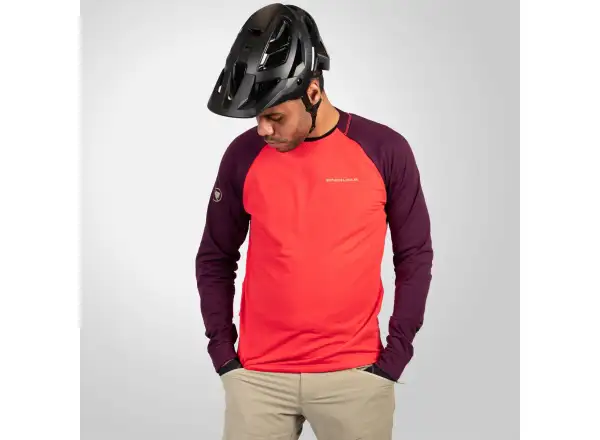 Endura SingleTrack Fleece pánsky dres s dlhým rukávom Purple/Red