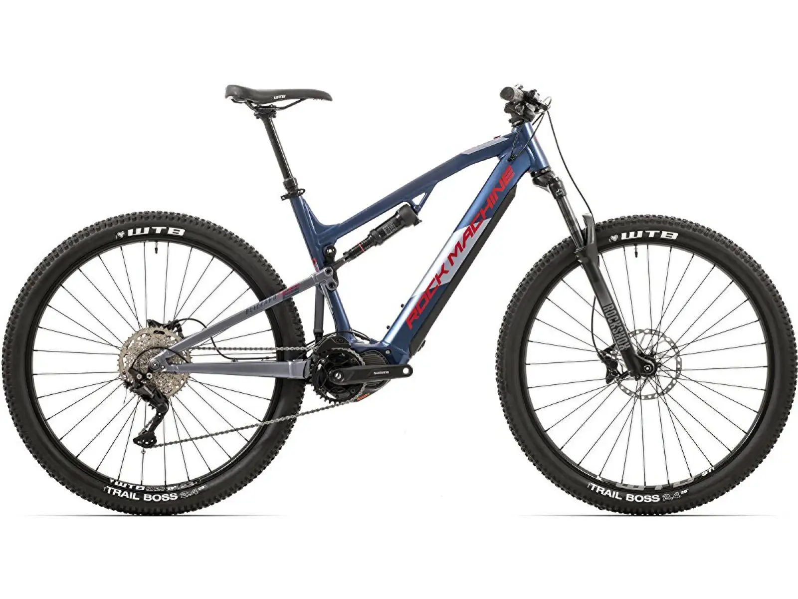 Rock Machine Blizzard INT e30-29 Matt Metallic Blue/Red celoodpružený e-bike