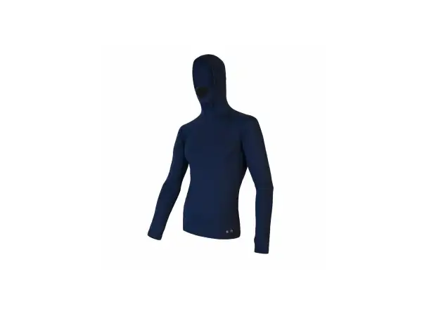 Sensor Merino DF pánske tričko s dlhým rukávom a kapucňou tmavomodré