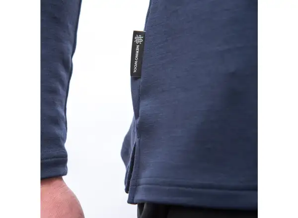 Sensor Merino Blend Typo pánske tričko dlhý rukáv Deep Blue