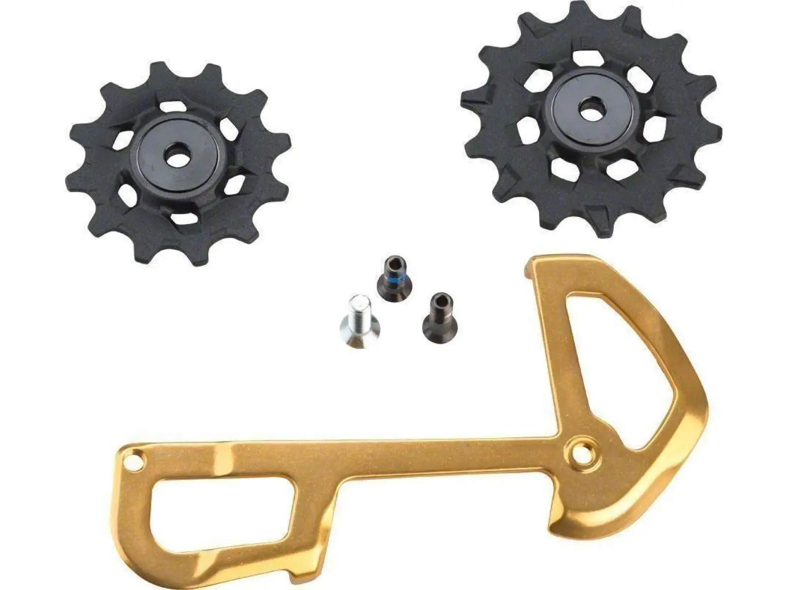 Sram XX1 Eagle kladky a vnútorné vedenie prehadzovačky zlaté