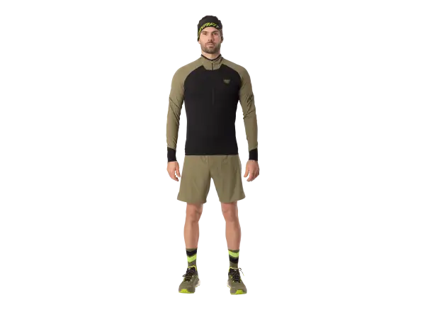 Dynafit Alpine Zip pánske bežecké tričko dlhý rukáv Military green/0910