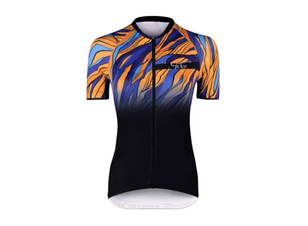 Force Life Lady dámsky dres krátky rukáv čierna/modrá/oranžová