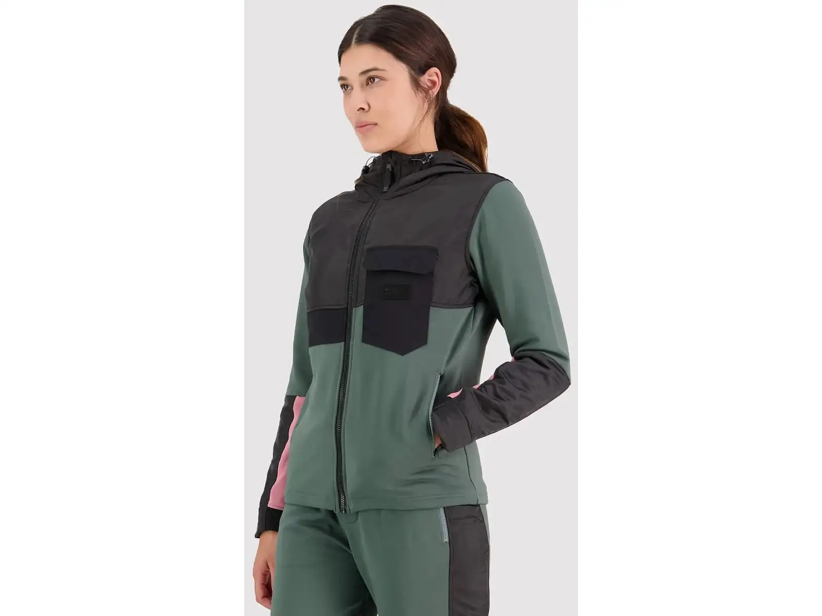 Mons Royale Decade Mid Hoody dámska mikina s dlhým rukávom Burnt sage/black